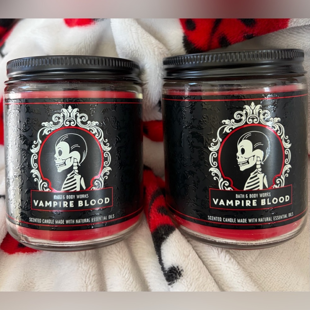 Two (2) Bath & Body Works Vampire Blood Red Candle Duo